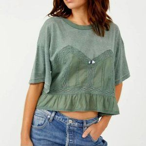 NWT Free People Women's Fall In Love Tee  (M) Army